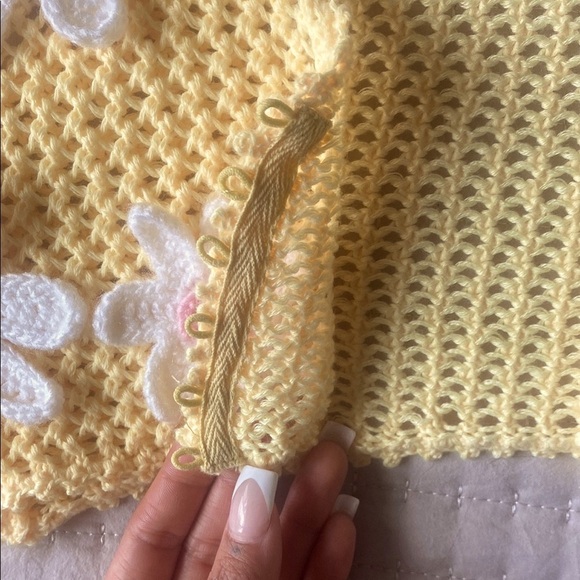 For Love And Lemons - Butter Yellow Crochet Button Down Top - Picture 9 of 10